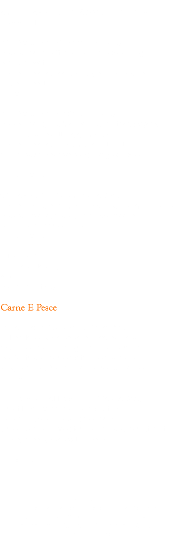  ANGUS HAMBURGER PÅ 200 G SERVERT MED POMMES FRITES 80. HAMBURGER TRICOLORE 279,- Focacciabrød, bifftomat, bøffelmozzarella og basilikumpesto Focaccia bread, beef tomato, bufalomozzarella and basil pesto [H - M] 82. HAMBURGER PICCANTE 279,- Focacciabrød, løk, N’dujesaus tomatisert (krydret smørbart svinekjøtt) og gorgonzola Focaccia bread, onion, N’duje in tomato saus (spicy spreadble pork) and gorgonzola [H - Su - M -Sl ] 92. HAMBURGER CONTADINA 279,- Focacciabrød, bacon, scamorza ost, løk og soppsaus Focaccia bread, bacon, scamorza cheese, onion and mushroom suce [H - Su - M -Sl ] TILBEHØR Pommes frites 55,- Aioli 35,- Blandet salat 59,- Carne E Pesce 81 TAGLIATA RUCOLA E GRANA 399,- Entrecote av storfe serveres med parmesan i skiver, pommes frites og rødvin peppersaus Beef entrecote served with sliced parmesan arugula salad, french fries and red winesauce [Su - M - S] 83. SALMONE ALLA MEDITERRANEA 299,- Grillet Laks i Middelhav saus (Hvitløk, tomatsaus,kapers,oliven) med brokkolini Grilled Salmon in Mediterraneo sauce (Garlic,tomato sauce, capers,olives)with broccolini [F-- M -- Sl ] ALLERGI H = hvete | Sk = skalldyr | E = egg | F = fisk | So = soya | N = nøtter | M = melk | Sl =selleri | Bl = bløtdyr | Se = sesamfrø | Su = sulfit | Sn = sennep | R = rug | Ha = havre | B= bygg 